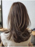  ミディアムレイヤー×白髪ぼかしカラー30代40代50代60代