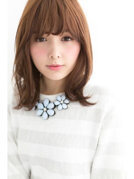 トリコ心斎橋(trico) ルミエールカラー＠厚めバング外ハネ鎖骨ラウンドボブ