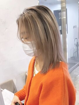 サンク 原宿 表参道(cinq) ミルクティーベージュダブルカラーインナーカラーケアブリーチ