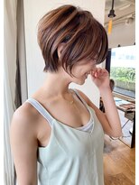 白髪ぼかしハイライト/絶壁解消/ひし形大人ショートボブ/聖