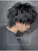 スパイキーショートウルフ×ツイストスパイラルパーマ×黒髪