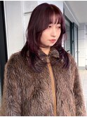 カシスピンク 顔周りレイヤーカット ブリーチ【天神大名】