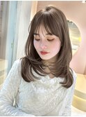 ▲レイヤーカット顔まわり前髪矯正ミディアムレイヤーharuhi