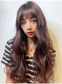 アッシュブラウン透明感カラーレイヤーカットシースルーバング