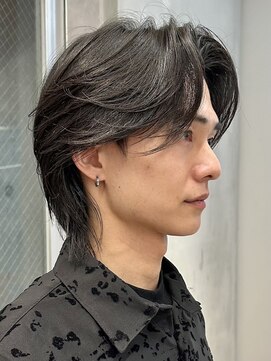 ニコトウキョウ 新宿(nico TOKYO) メンズセンターパートウルフセンターパートニュアンスパーマ襟足