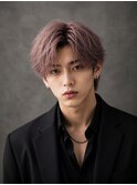 20代韓国風センターパート×メンズカラー×ブリーチ