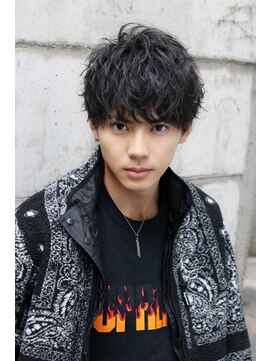 ネイビー(NAVY) マッシュショートレイヤー 無造作ソフトツイストパーマ