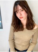 【山田】シースルーバング小顔無造作クアンクセミディベージュ