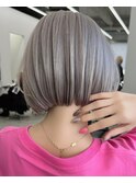 保存必須【海外風ハイトーンボブ】アッシュグレー
