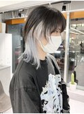 メンズウルフ　ホワイトシルバー　インナーカラー