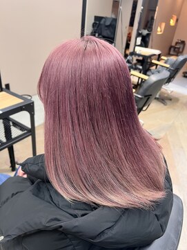 エフィールリアモ(afeel riamo) ブリーチ2回ダブルカラーチェリーピンクカラー