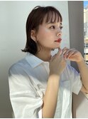 外ハネ/大人ボブ/似合わせカット/オレンジベージュ/ツヤ髪//