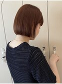 ミニボブ×オレンジブラウン×暖色カラー×ぷつっとボブ