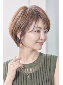 美髪艶ショートマッシュグレーベージュクリアカラー