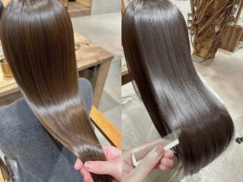 スペシャルオオサカ 難波店(Special OSAKA)の写真/【プレミアム縮毛矯正+カット+リペアTR￥8800】サロン独自の技術で、艶と柔らかさのあるストレートを実現☆