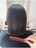 切りっぱなしボブ×くすみオレンジ