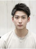 爽やかマットショート☆ビジネス刈り上げツーブロックブラック