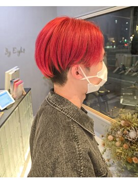 バイエイト(X８) センターパート×レッドカラー　『小川』