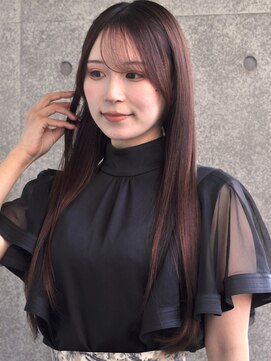 チェリーブラウン×ストレートロング