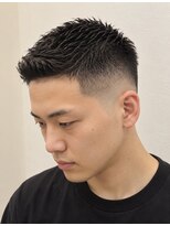 Le Man メンズカット/理容室/バーバー/シェービング/伏見【12月初旬OPEN(予定)】&nbsp;スキンフェード×アップバング｜黒髪束感ベリーショート