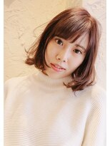 ランプヘアー(LAMP HAIR)&nbsp;モテ愛されニュアンスパーマ大人可愛い黒髪フラッフィーボブ