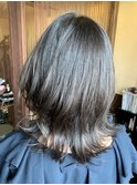 セミロングボブ外ハネ巻き＆波巻き3
