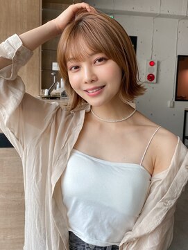 エトラ 渋谷店(etora) 前髪 外ハネボブ くびれヘア ハイライトカラー"