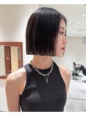 切りっぱなしボブ黒髪ボブタッセルボブ韓国風ボブ