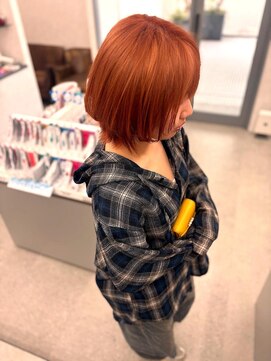 ヌードルバイコア(noodle by CoRe.gn) 赤みオレンジカラーで作る大人可愛いボブ