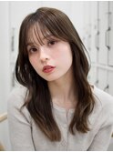 透明感カラー オリーブベージュスモーキーカラー 顔周りカット