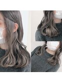 インナーカラー/イヤリングカラー/韓国風ヘア/グレージュ