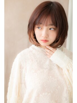 モッズヘア 越谷(mod's hair) ミルクティーピンクイヤリングカラーボブウルフZ越谷20代30代