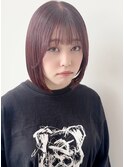 【大人可愛い】切りっぱなしボブ×ピンクラベンダーカラー