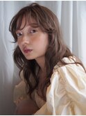 ロングレイヤー×柔らかグレージュ