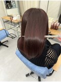 ワインレッド◎ブリーチなし！艶髪/髪質改善/縮毛矯正/代々木