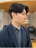 毛流れセンターパートニュアンスパーマ