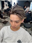 韓国マッシュセンターパートツーブロックメンズハイライトウルフ