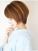 小顔ショートマッシュボブミルクティーブロンド◎20代～50代