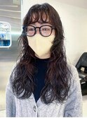 ロングパーマ_グレージュカラーボブウルフ_ba423431
