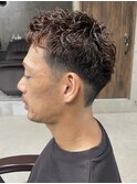 メンズ/アップバング/ツーブロックマッシュ/束感ショート波巻き