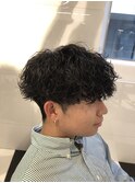 メンズパーマツイスパ波巻きスパイラルマッシュセンターパート