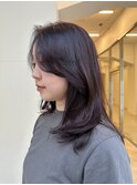 ◆流し前髪小顔レイヤーカット/ぶどう色/艶髪バイオレットカラー