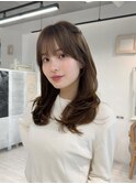 ミルクティーレイヤーシースルー前髪ヘアセットブリーチなし