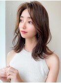 美髪ミディアムストレート寒色系カラー極細ハイライト