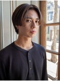 センターパート×ストレート