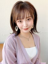 アフロート ディル(AFLOAT D'L) くびれヘア 外ハネボブ 斜めバング ベージュカラー 髪質改善