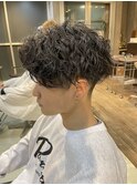 波巻きスパイラルツイストスパイラルパーマツーブロックパーマ