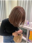 ブラウン/ベージュ/ボブ/切りっぱなし/ラベージュ