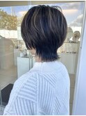ショートウルフ×グレージュハイライト