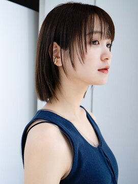 エインアンリー 表参道(AIN.ANLY.) ぱっつん前髪シンプルストレートフェイスレイヤー鎖骨ボブデジパ